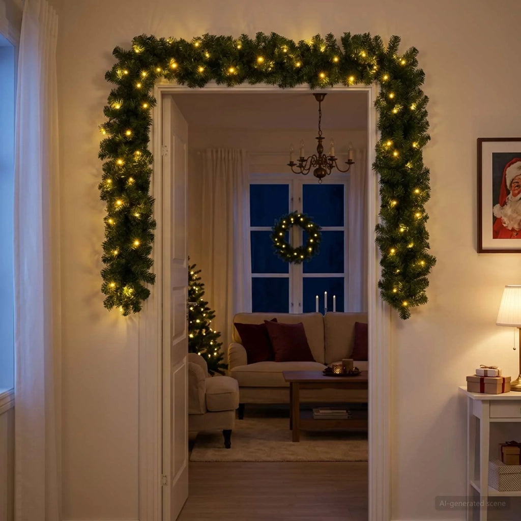 Ghirlanda di Natale Verde 270 cm PVC 50 LED 42056976