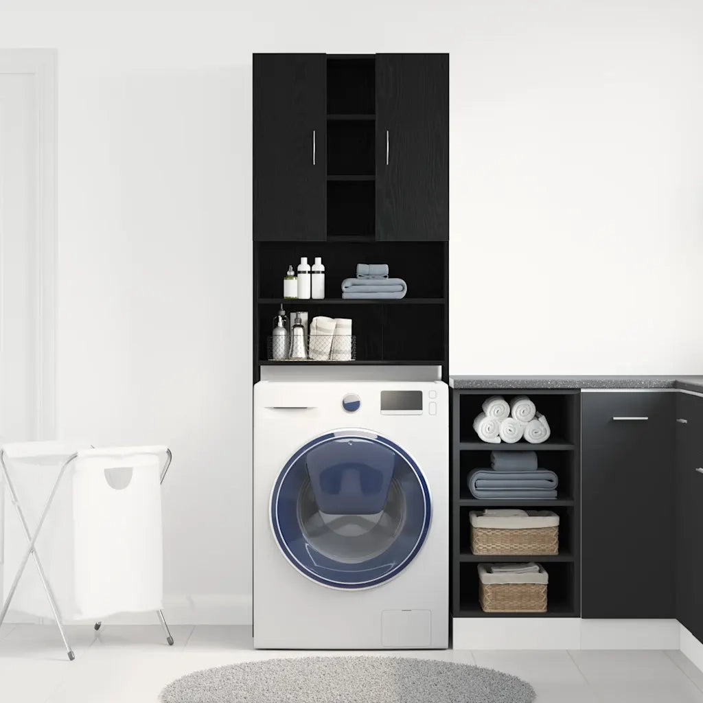 Mobile per Lavatrice Rovere Nero 64x25,5x190 cm CFW6938395