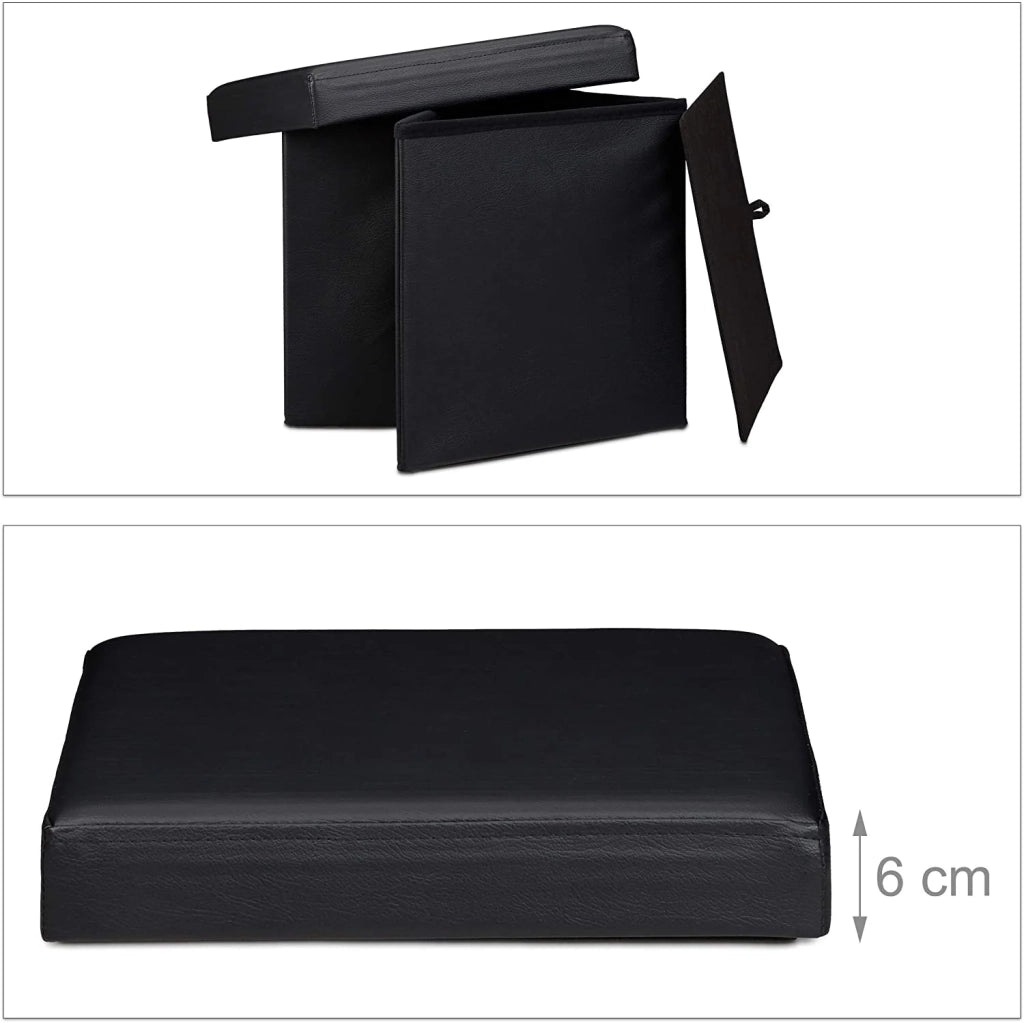 Pouf/sgabello pieghevole contenitore stabile materiale sintetico 38 cm nero 13_0002806_3