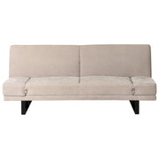 Divano Letto in Tessuto beige chiaro ciniglia con schienale reclinabile e struttura in legno stile moderno