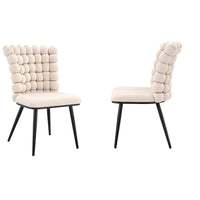 Set 2 sedie da pranzo - Xylo - velluto crema gambe nere