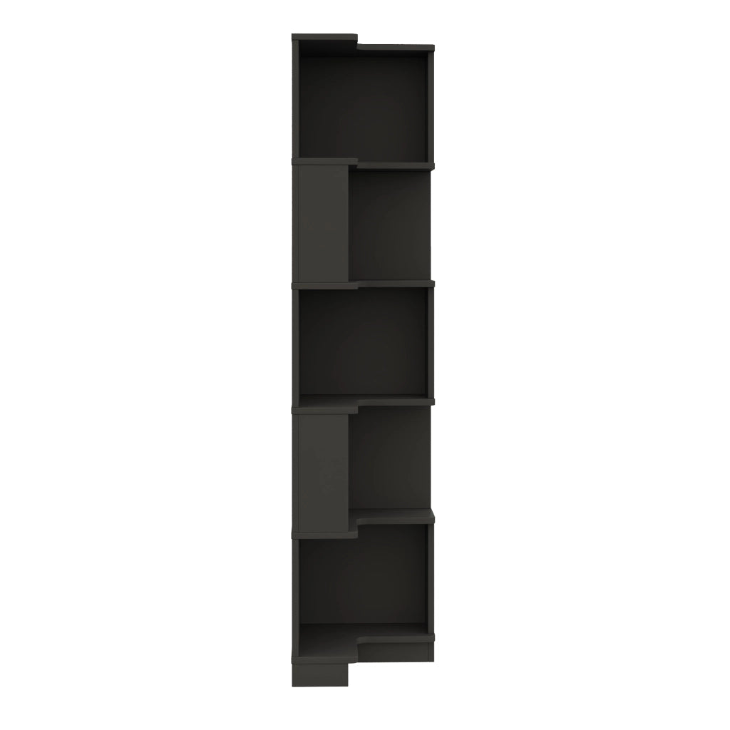 Libreria angolare a L in MDF con strisce LED controllate da app, 63,5 x 45 x 175 cm, colore nero