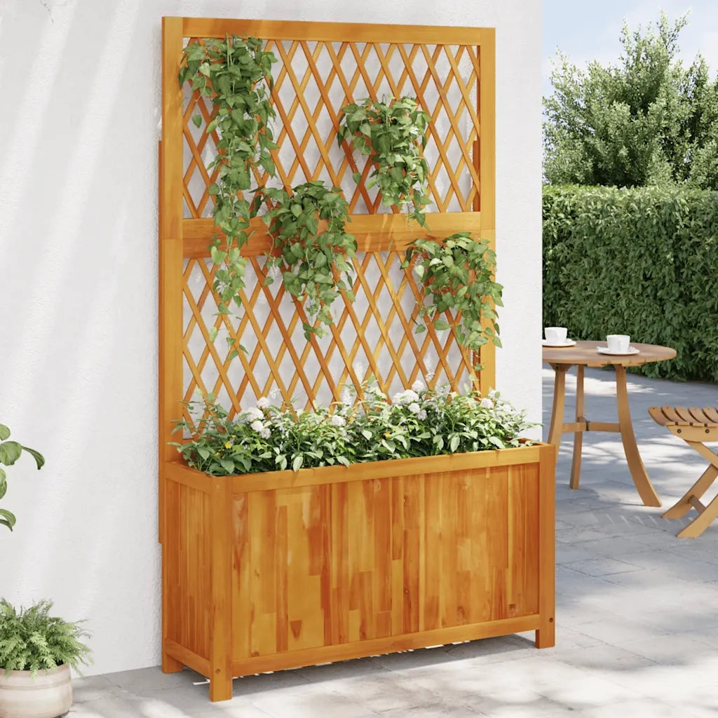 Fioriera con Traliccio 100x32x165 cm Legno Massello di Acacia 364901