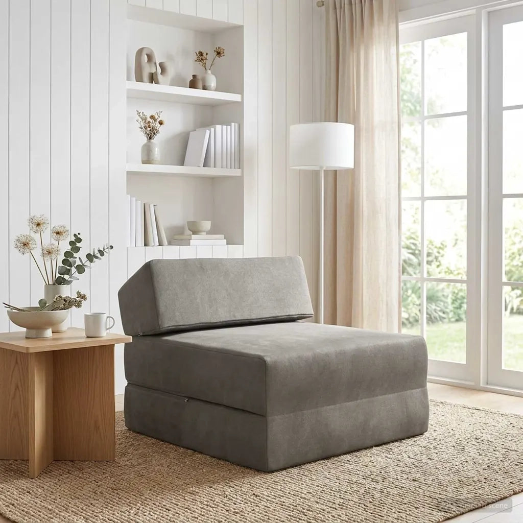 Divano Letto Pieghevole Grigio Chiaro 60 x 70 x 41 cm Tessuto 900058