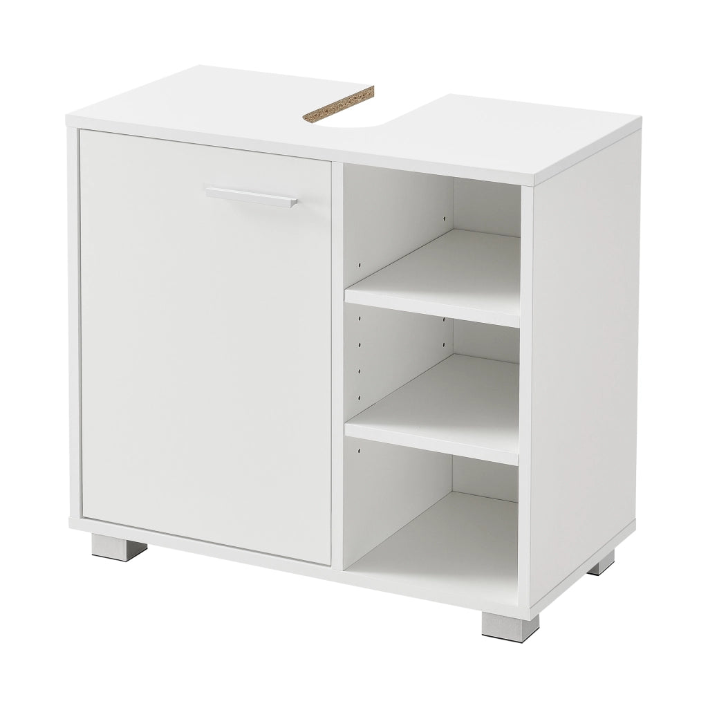 Mobile Sottolavabo Narvik con Anta e 3 Ripiani - Bianco [en.casa]
