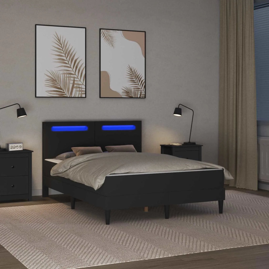 Struttura del letto con testiera Nero 140 x 190 cm Similpelle