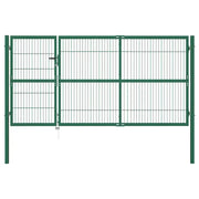 Cancello di Recinzione con Paletti 350x140 cm in Acciaio Verdecod mxl 115249