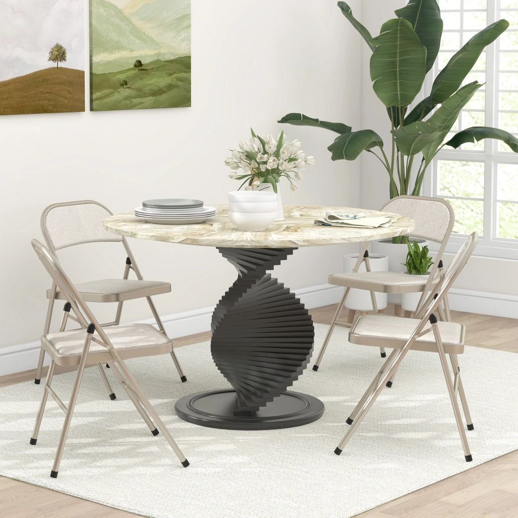 Set di 4 Sedie Pieghevoli ¨C zephmum ¨C Leggero con Gambe in Metallo, Colore Beige