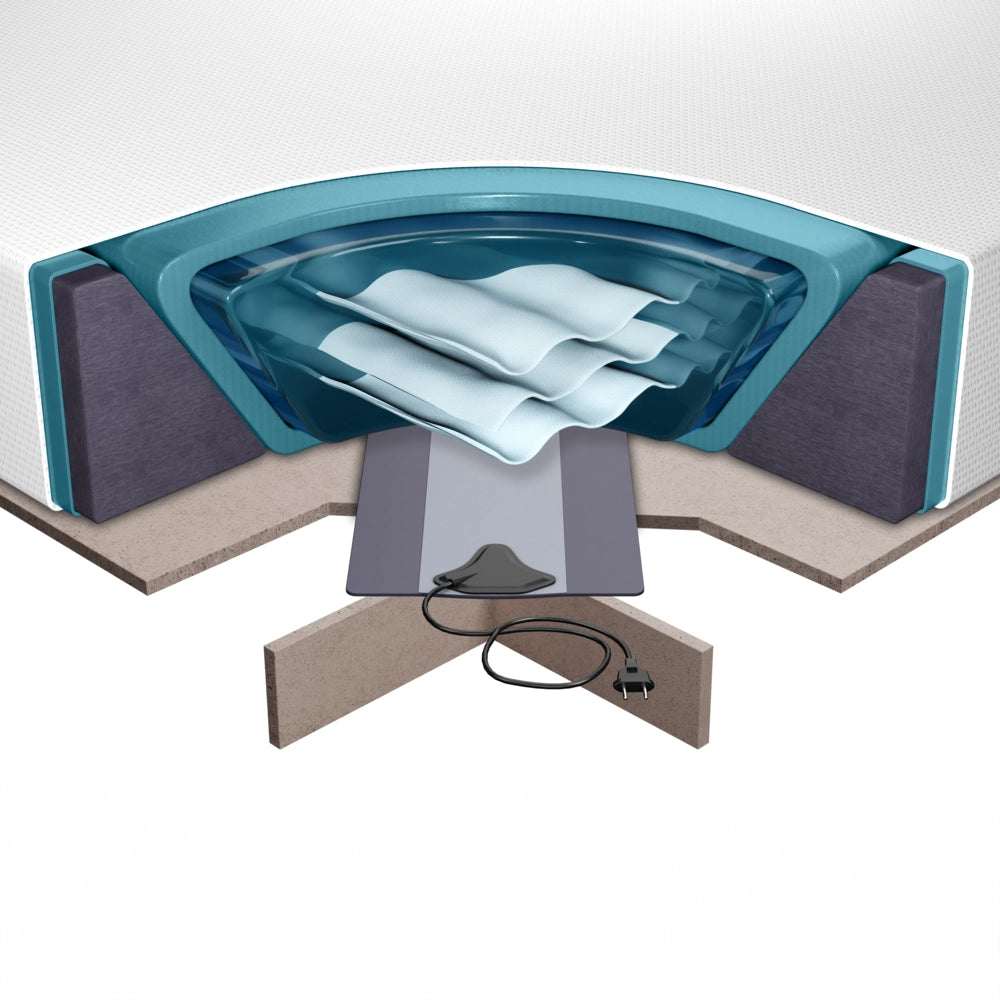 Set letto ad acqua con materasso 140 x 200 cm 2 scaldaletto coprimaterasso struttura in schiuma piattaforma e balsamo