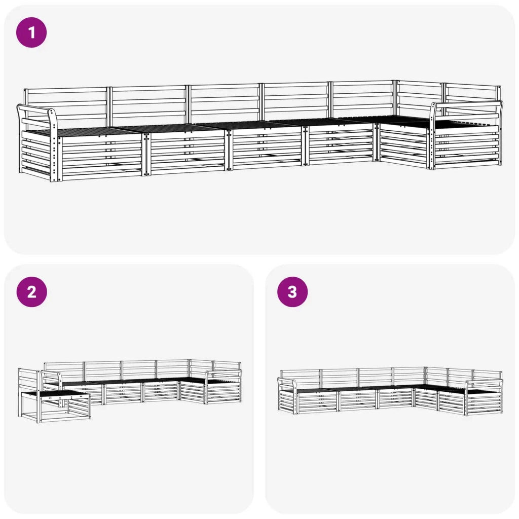 Set di divani da esterno 6 pcs Naturale