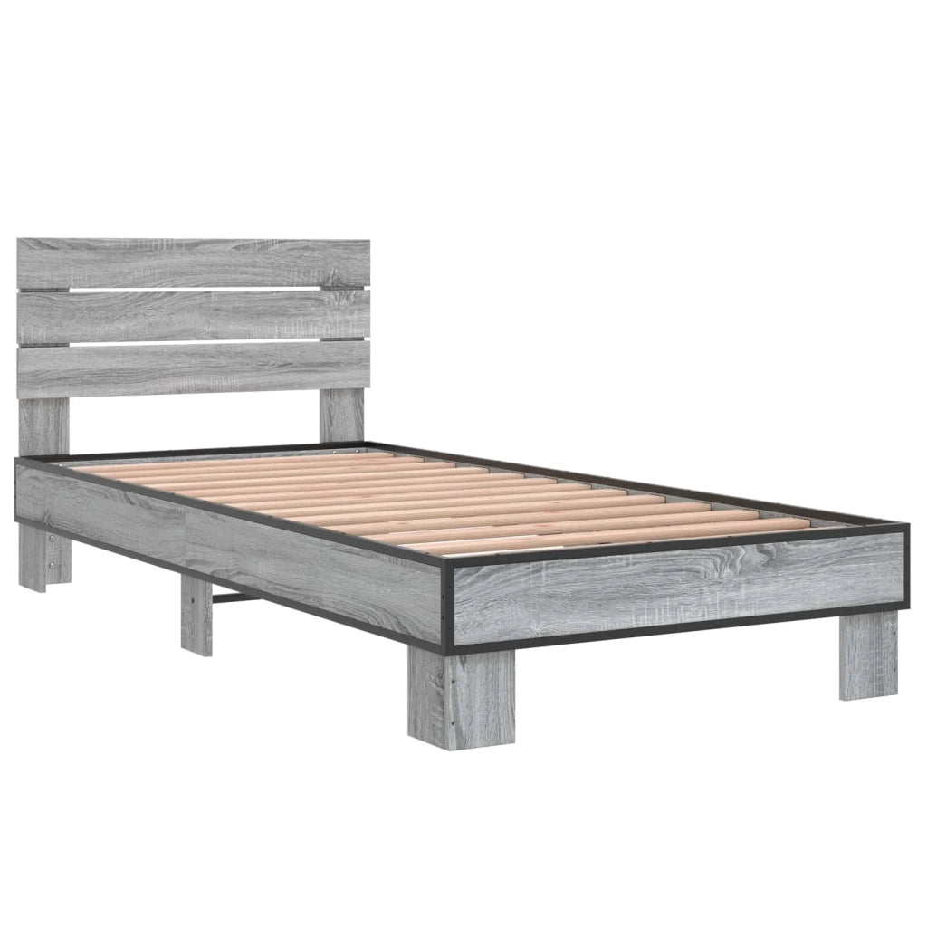 Struttura letto con testata Sonoma grigio 80 x 200 cm