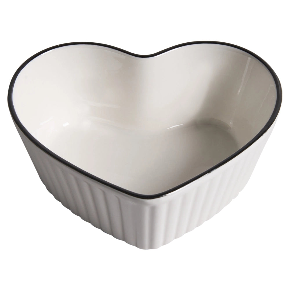 Set di 4 ciotole in porcellana bianca con finitura smaltata trasparente a forma di cuore per cucina e sala da pranzo