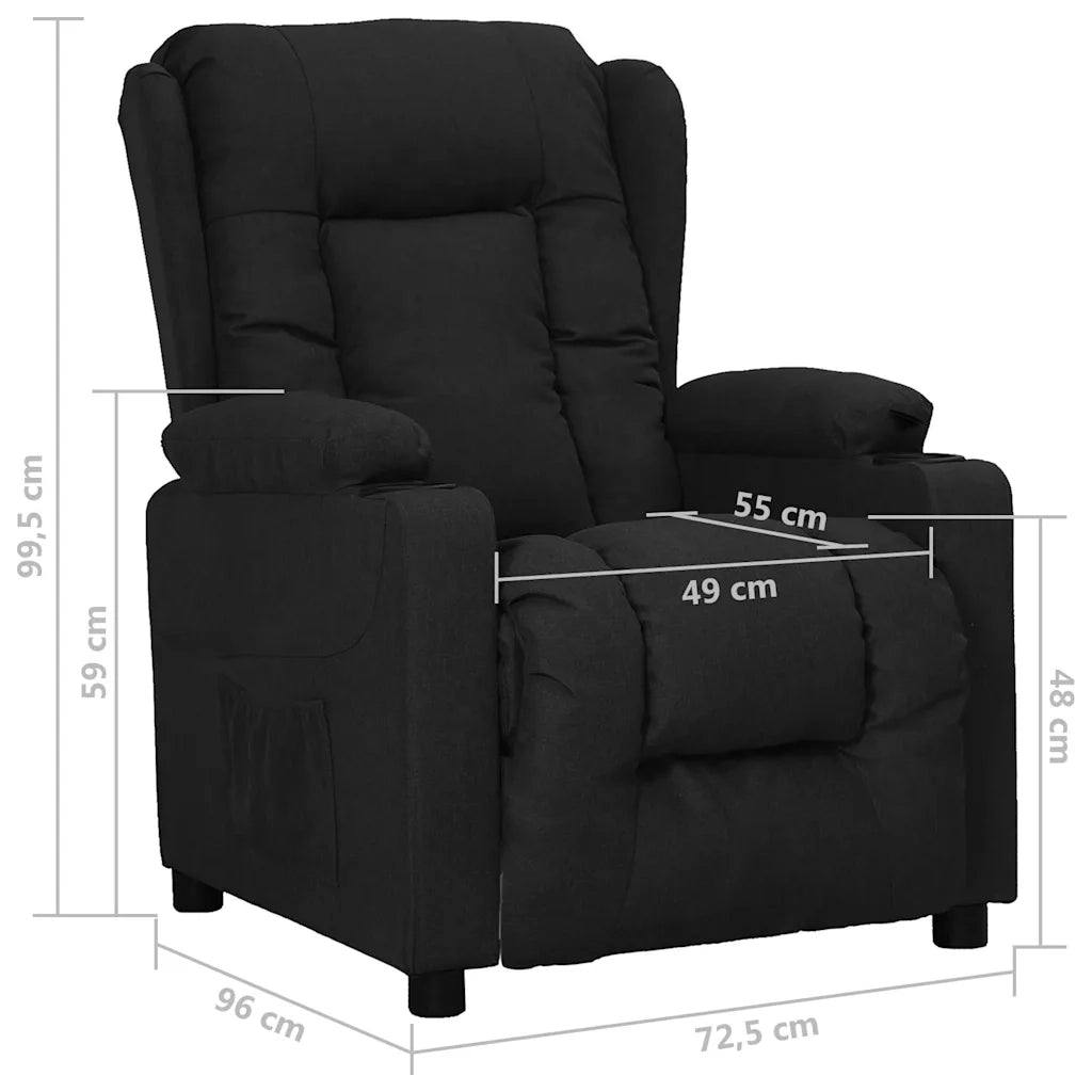 Divano Sedia-Poltrona Reclinabile in Tessuto Nero 581267