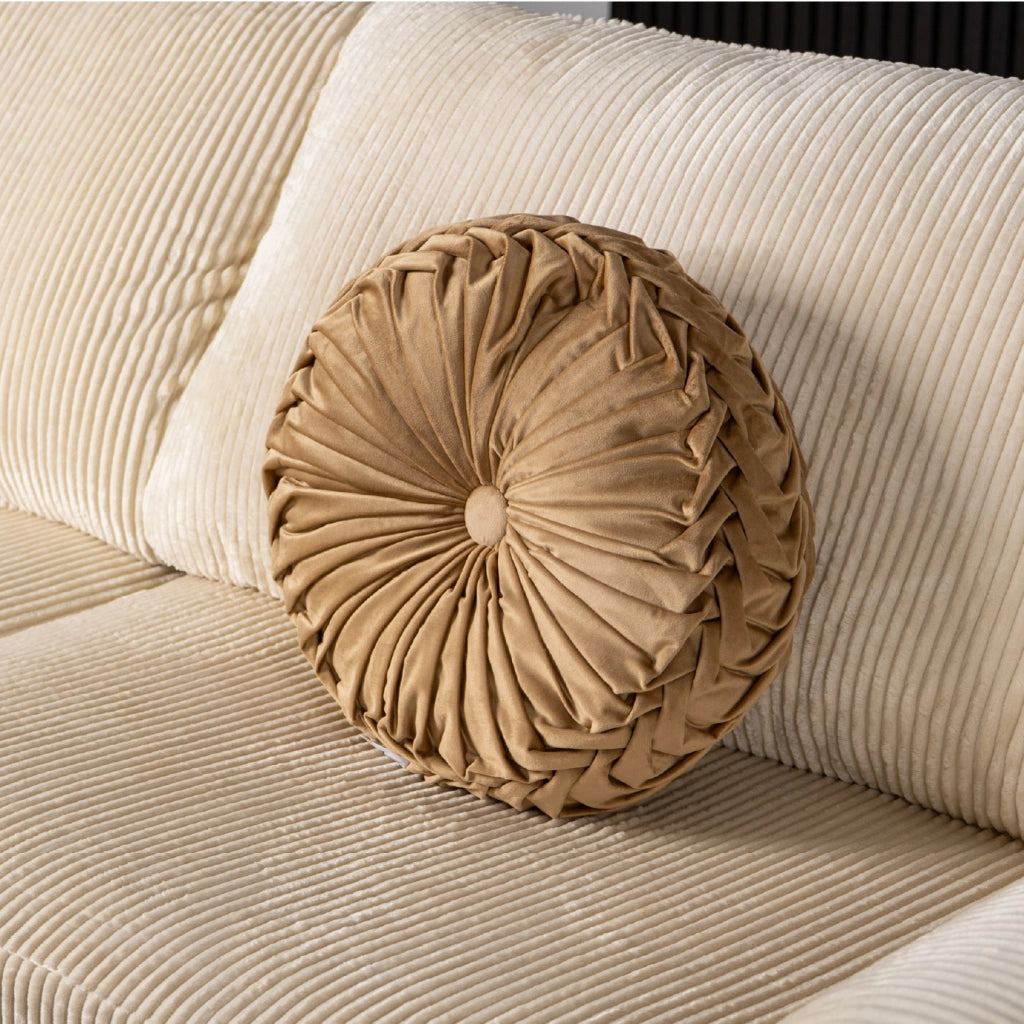 Cuscino Rotondo Zucca Effetto Velluto Circolari Per Divano Decorativo Letto 40 Cm  Oro