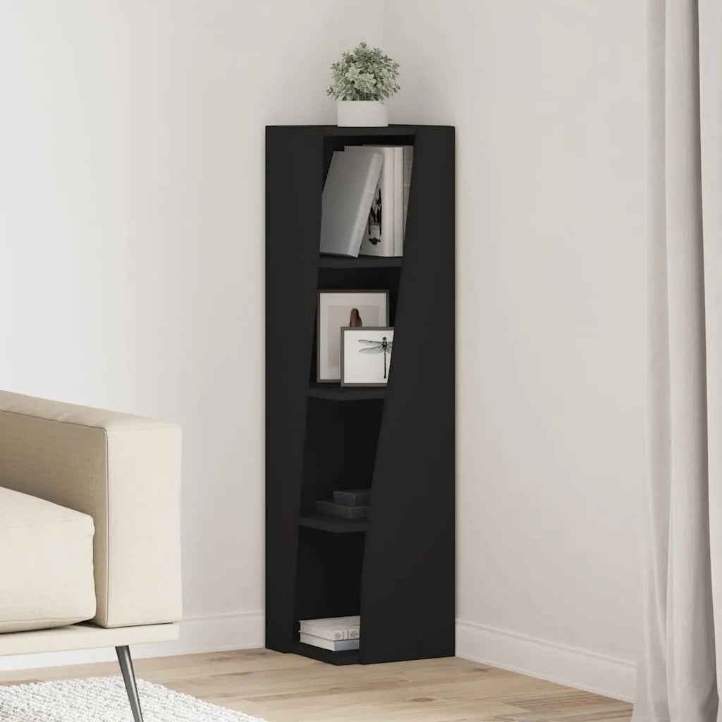 Mobile angolare Nero 27,5x27x102cm Legno multistrato 889846