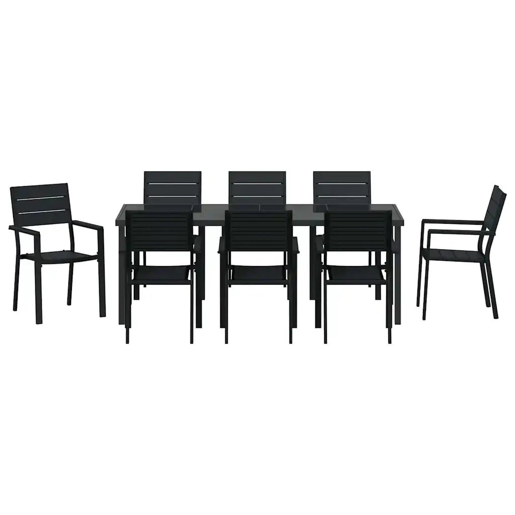 Set da Pranzo per Giardino 9 pcs Nero 3379148
