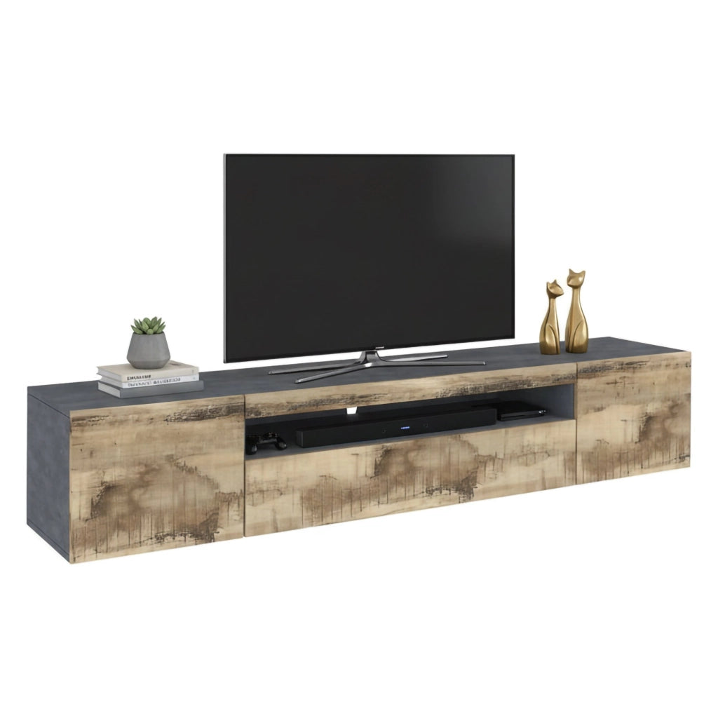 Artropodi, Mobile Porta tv 2 Ripiani Made in Italy, 200x40x37h cm Marrone Acero