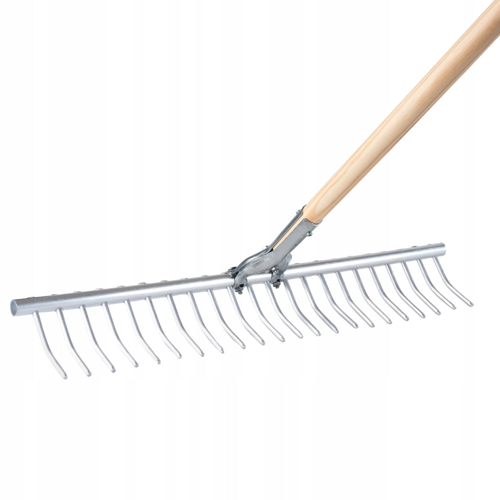 Rastrello in alluminio KADAX per fieno, erba, foglie, giardino, leggero, manico a 22 denti