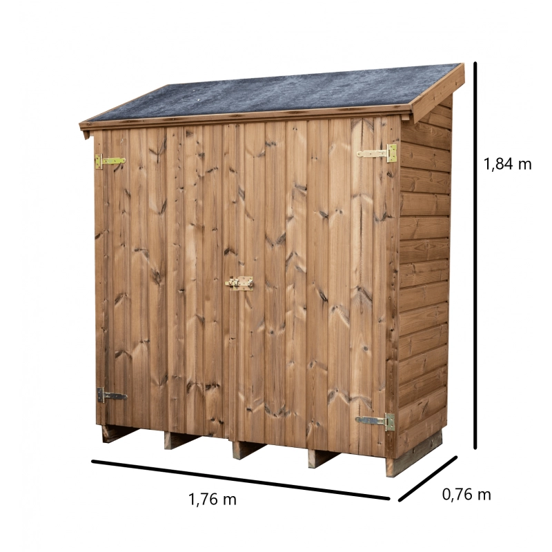 Casetta da giardino in legno termo-trattato 19 mm 163x72 cm – ripostiglio compatto con pavimento e 2 ripiani – THE1708.01N Foresta