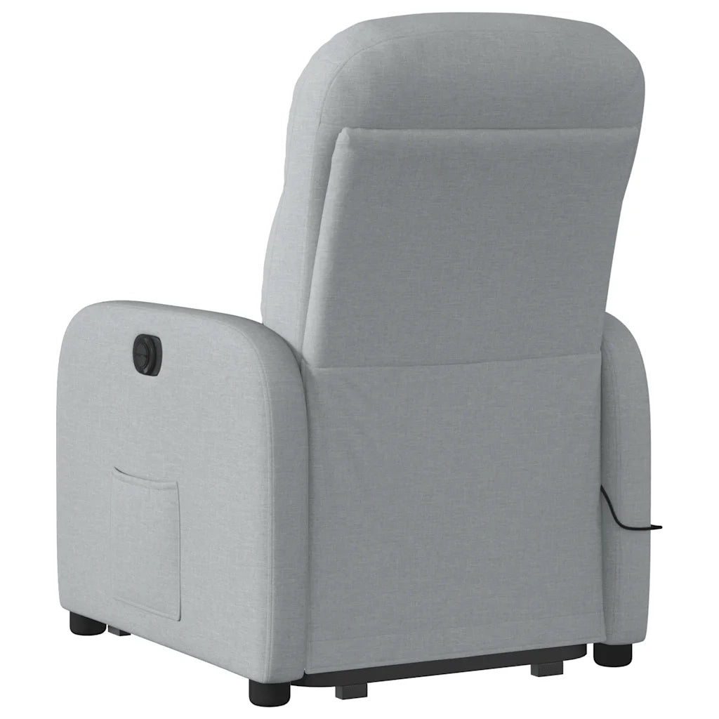 Poltrona | Sedia Relax Alzapersona Massaggi Reclinabile Grigio Chiaro Tessuto