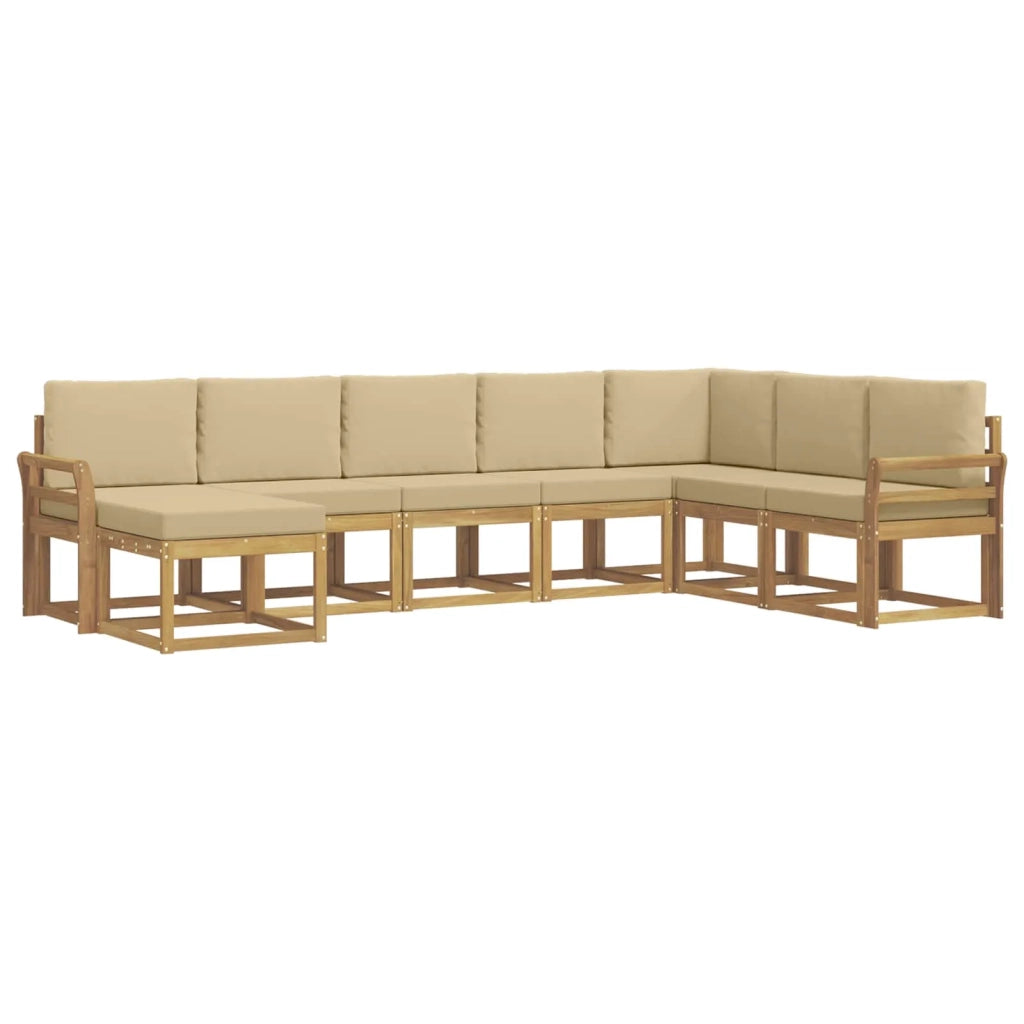 Set di divani da esterno con cuscino 8 pcs Bianco e Beige