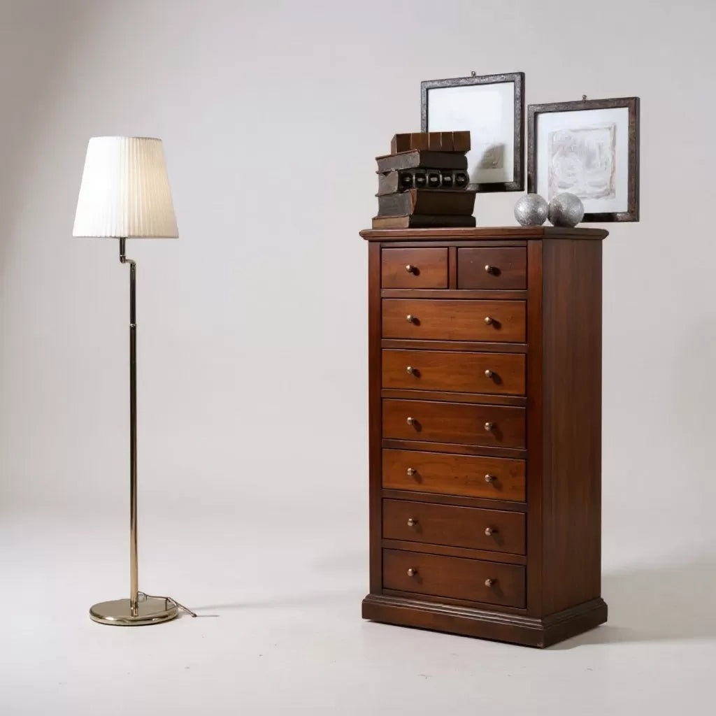 Cassettiera arte povera 8 cassetti in legno noce 66x40x129 - Mobili 2G
