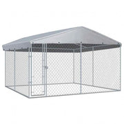 Box coperto da esterno per cani di qualità Ezooza Dabrova 380 x 380 x 240 cm di colore metallo