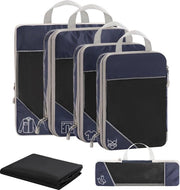 Set di organizzatori per valigia a compressione 6 pezzi per zaino e valigia - set di tascapeli per abbigliamento e scarpe - blu marino