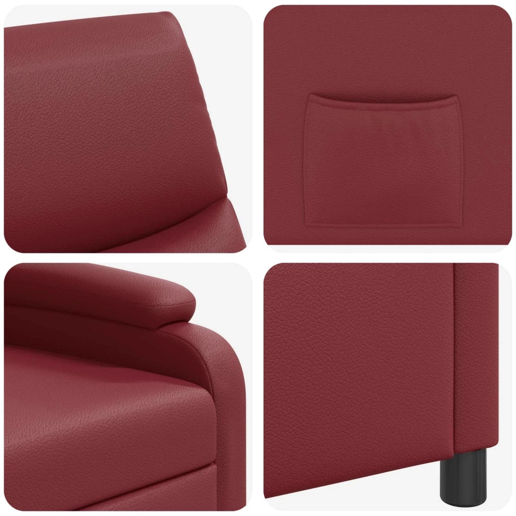 Divano Sedia-Poltrona reclinabile Rosso Vino Similpelle 320391