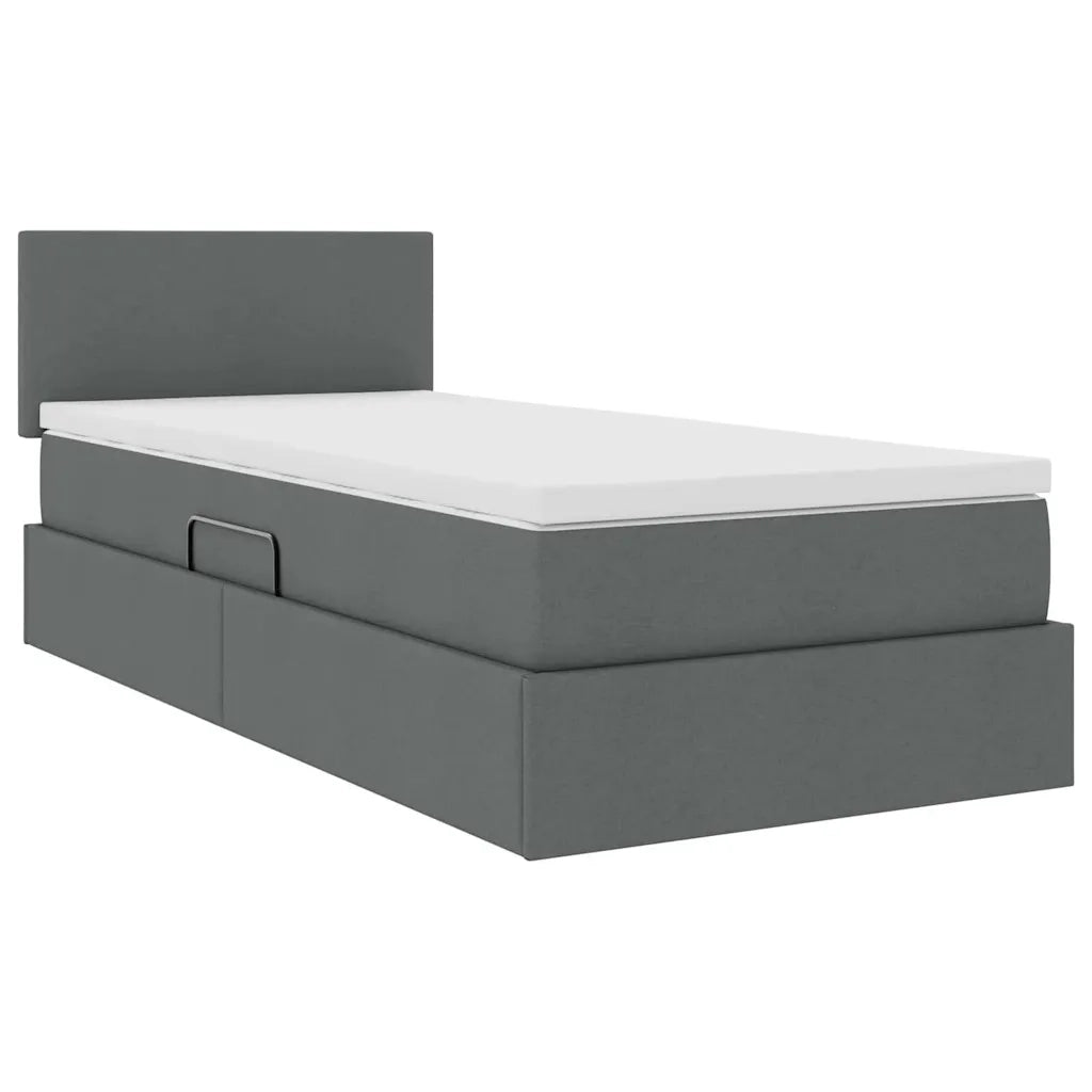 Letto con contenitore LED e materasso Grigio Scuro 90 x 200 cm