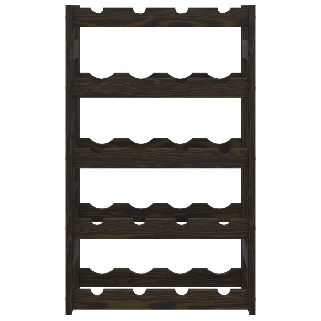 Portabottiglie per 20 Bottiglie Nero Legno Massello di Pino 373401