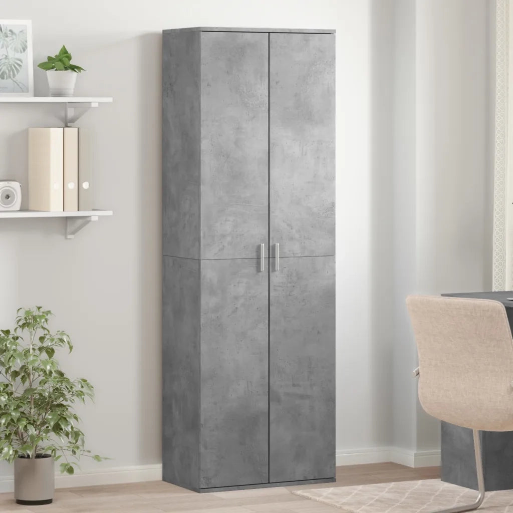 Credenza-Buffet-Armadio da cucina Grigio Cemento 60x35x180 cm in Legno Multistrato