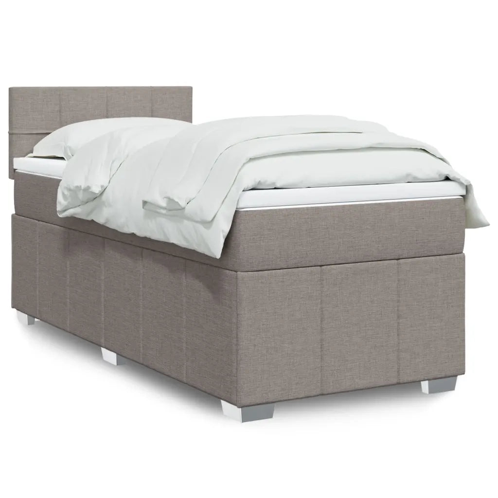 vidaXL Giroletto a Molle con Materasso Tortora 100x200 cm in Tessuto