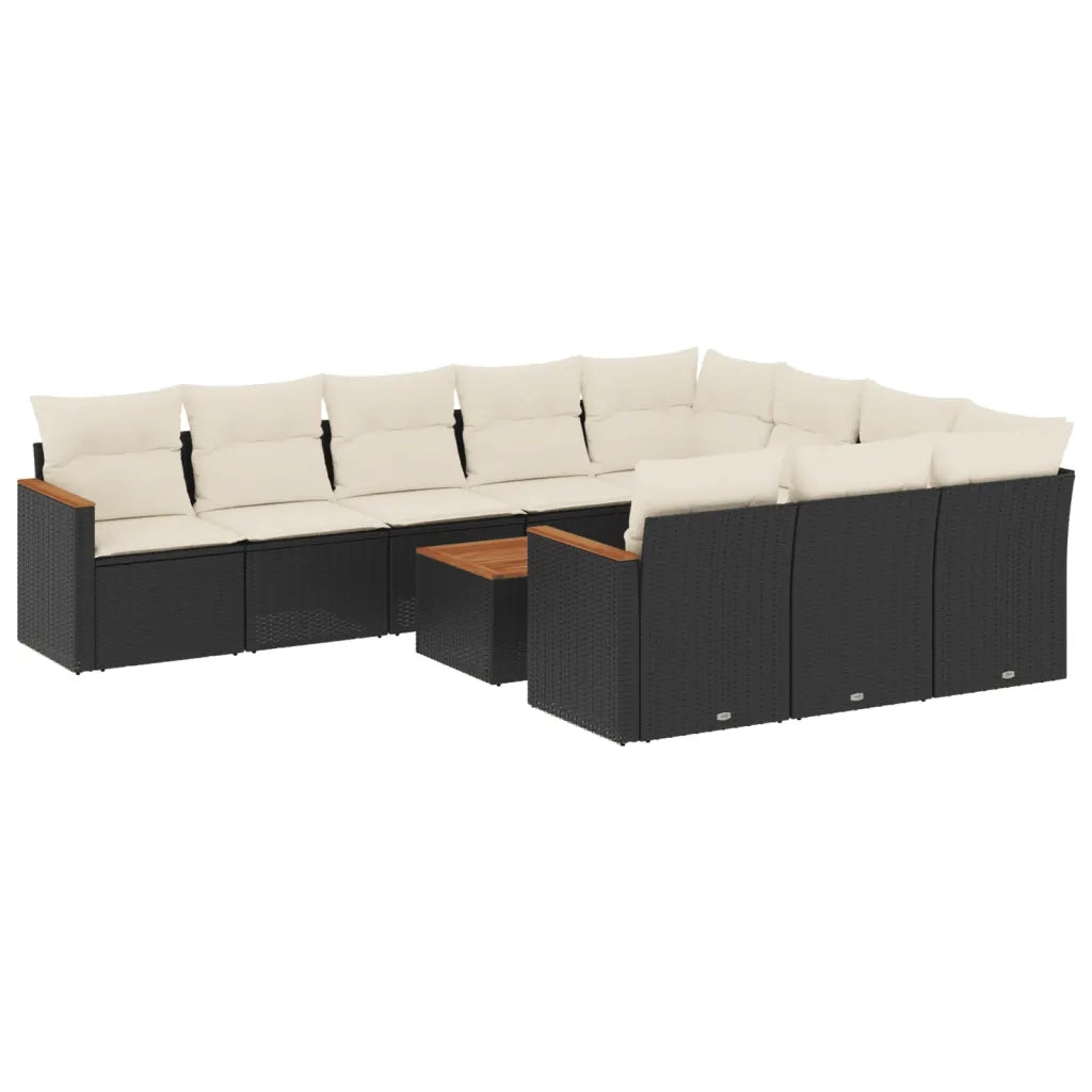 Set Divani da Giardino 11 pz con Cuscini in Polyrattan Nero 3258745
