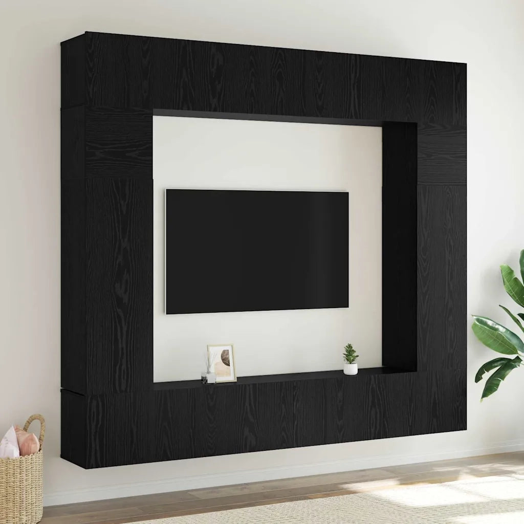 vidaXL Set mobile TV 8 pcs Rovere nero 100 x 30 x 30 cm