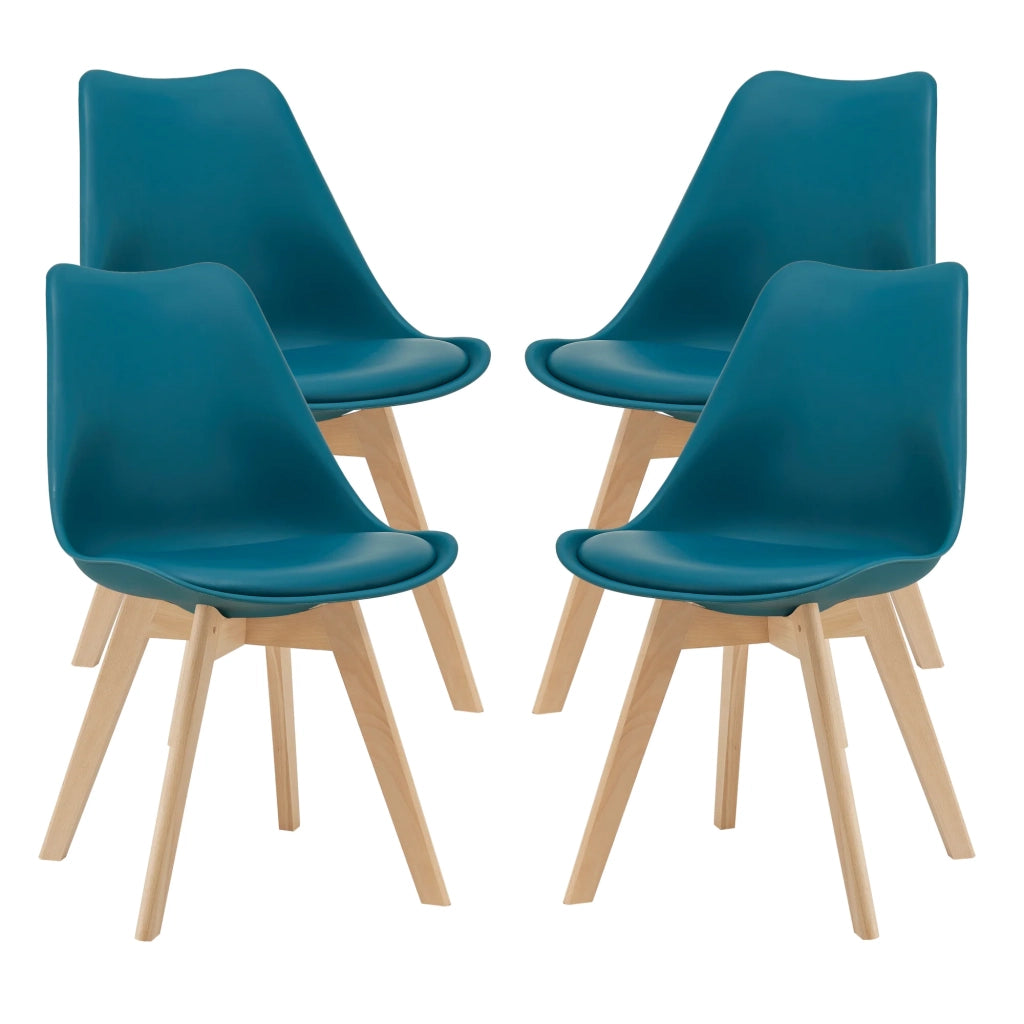 Set di 4 sedie da pranzo in similpelle color faggio turchese 03_0006767