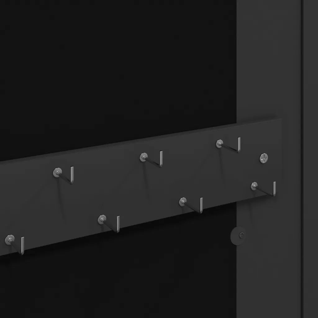 Armadio Portagioie con Specchio a Muro Nero 30x8,5x67 cm 353209