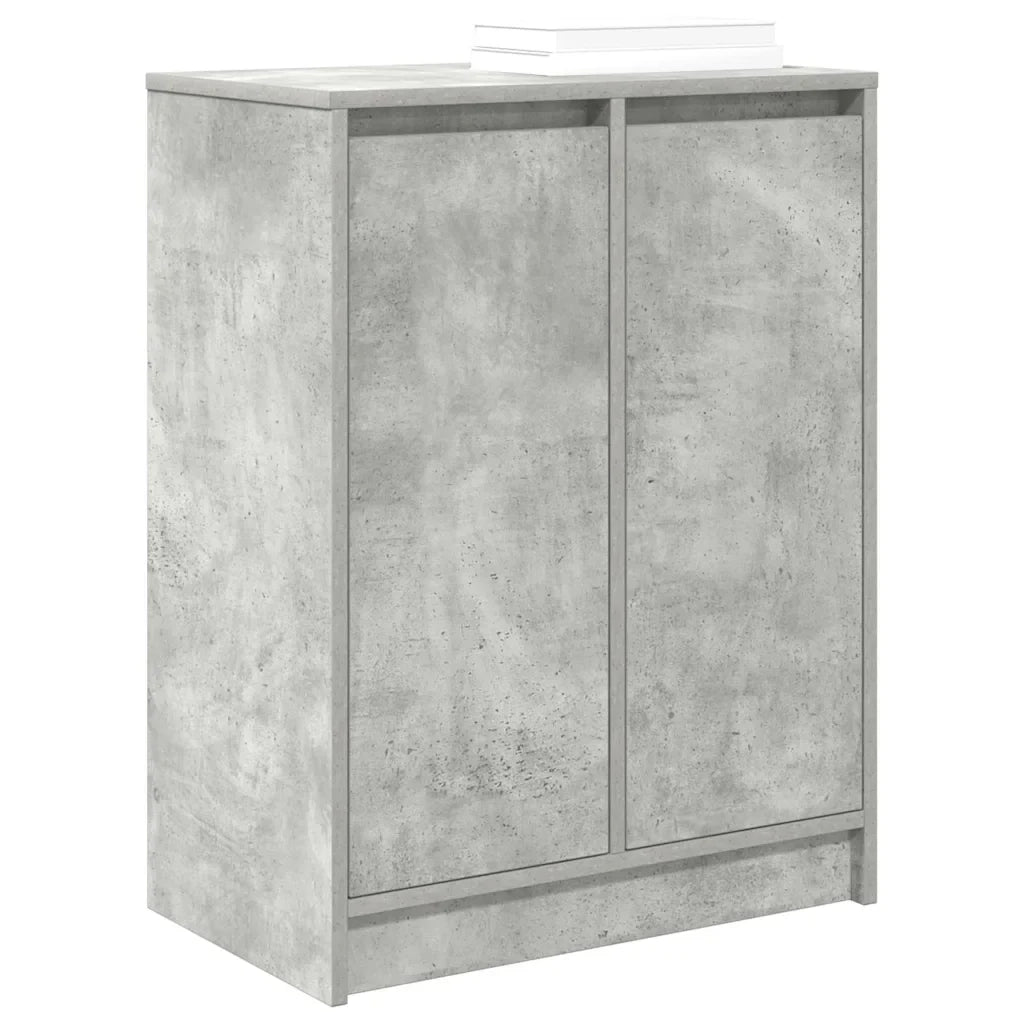 Scarpiera con 2 ante e 8 ripiani 57 x 34 x 76 cm stile moderno finitura pratica in legno ingegnerizzato grigio cemento 02_0051772