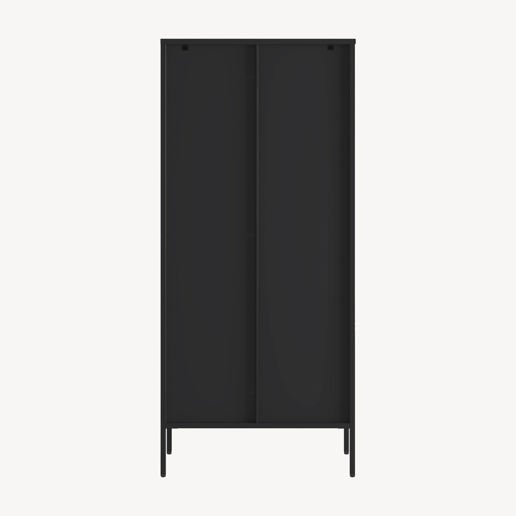Mobile Vetrina Vinterhavn con Ante in Vetro e Ripiani 180 x 80 x 35 cm - Nero [en.casa]