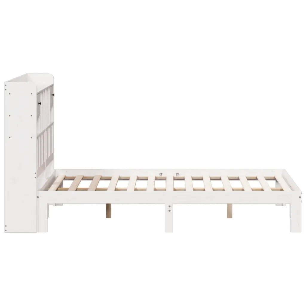 Letto Libreria senza Materasso Bianco 140x190 cm Legno di Pino 3322594