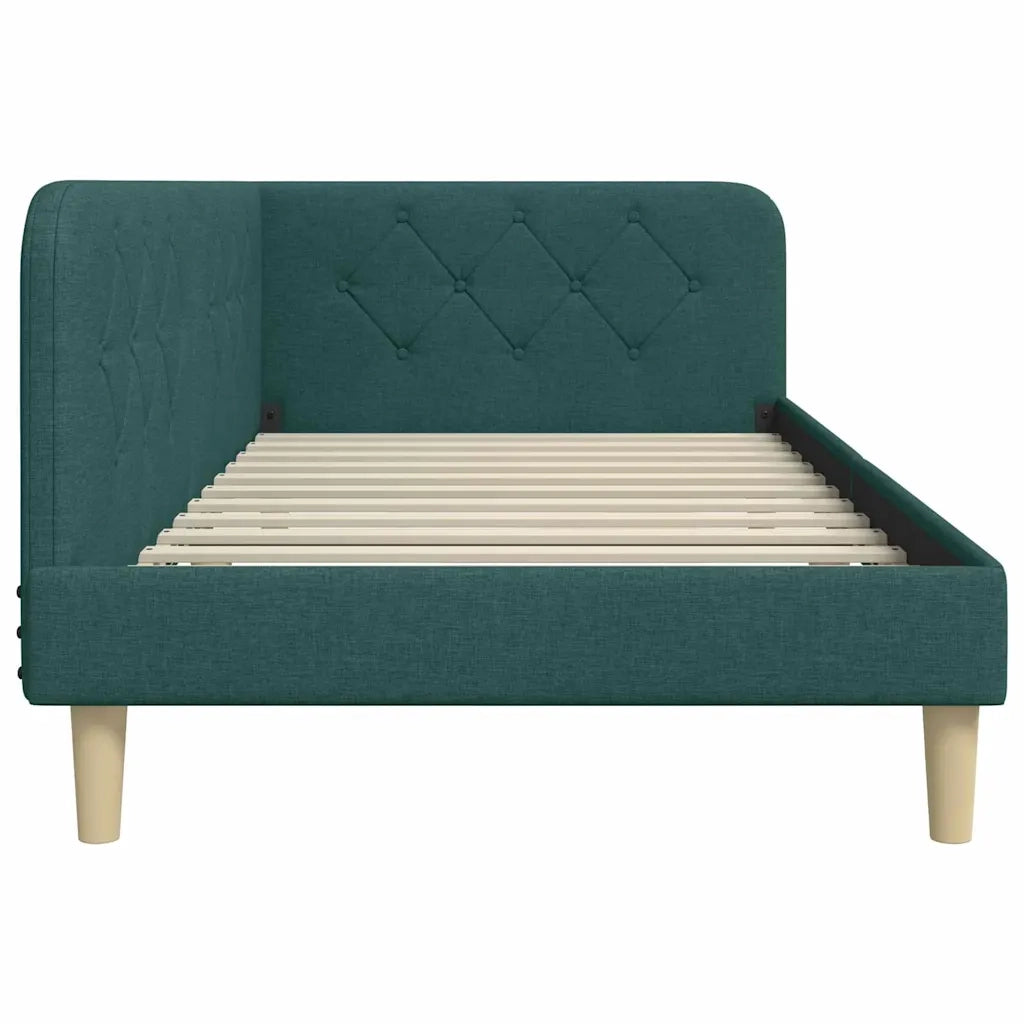 Cornice del letto ad angolo Verde Scuro 100 x 200 cm Tessuto 42016581