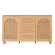 Credenza con 2 ante e 3 cassetti, per ingresso, in MDF e truciolare, naturale