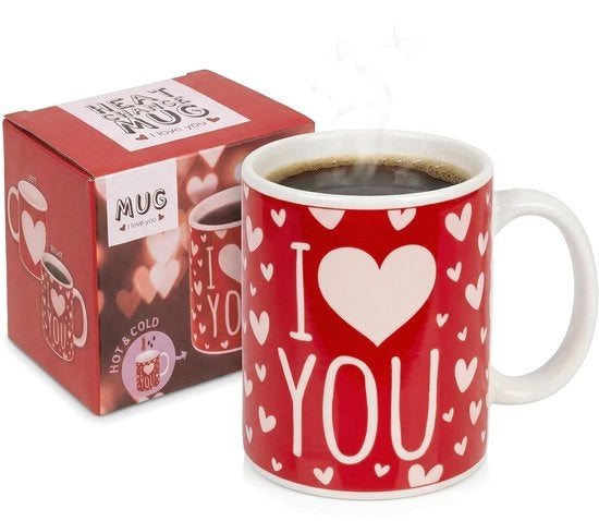 Tazza da caffè con disegno a cuore - Tazza di caffè magica - Regalo romantico per amanti - Giorno di San Valentino - Messaggio romantico con calore