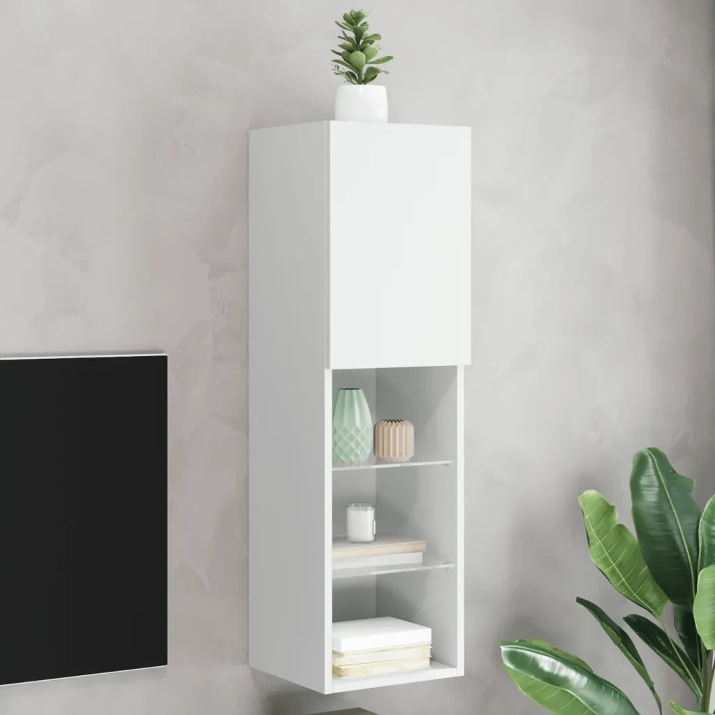 Mobile TV con Luci LED-Credenza TV-Console TV Bianco 30,5x30x102 cm