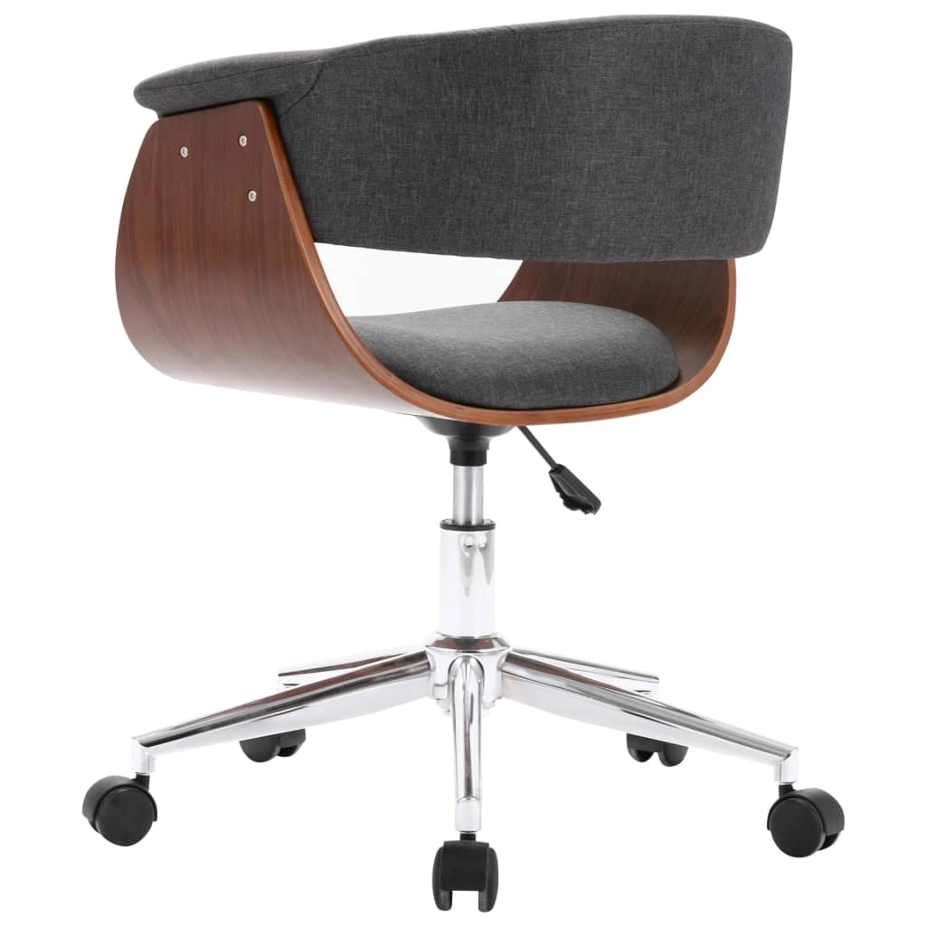 Sedia girevole da ufficio/studio in legno curvato e tessuto grigio 02_0024105