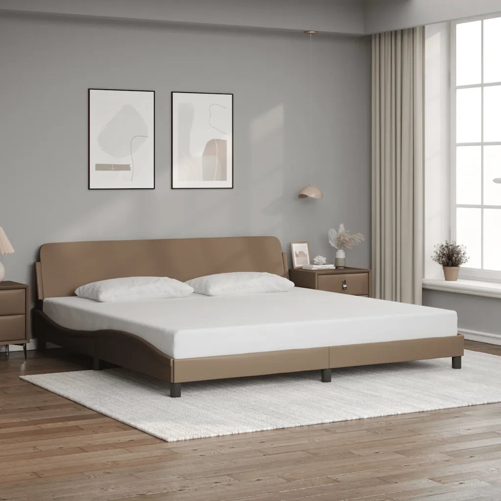 Giroletto-Struttura Letto Dover Cappuccino 200x200 cm in Similpelle