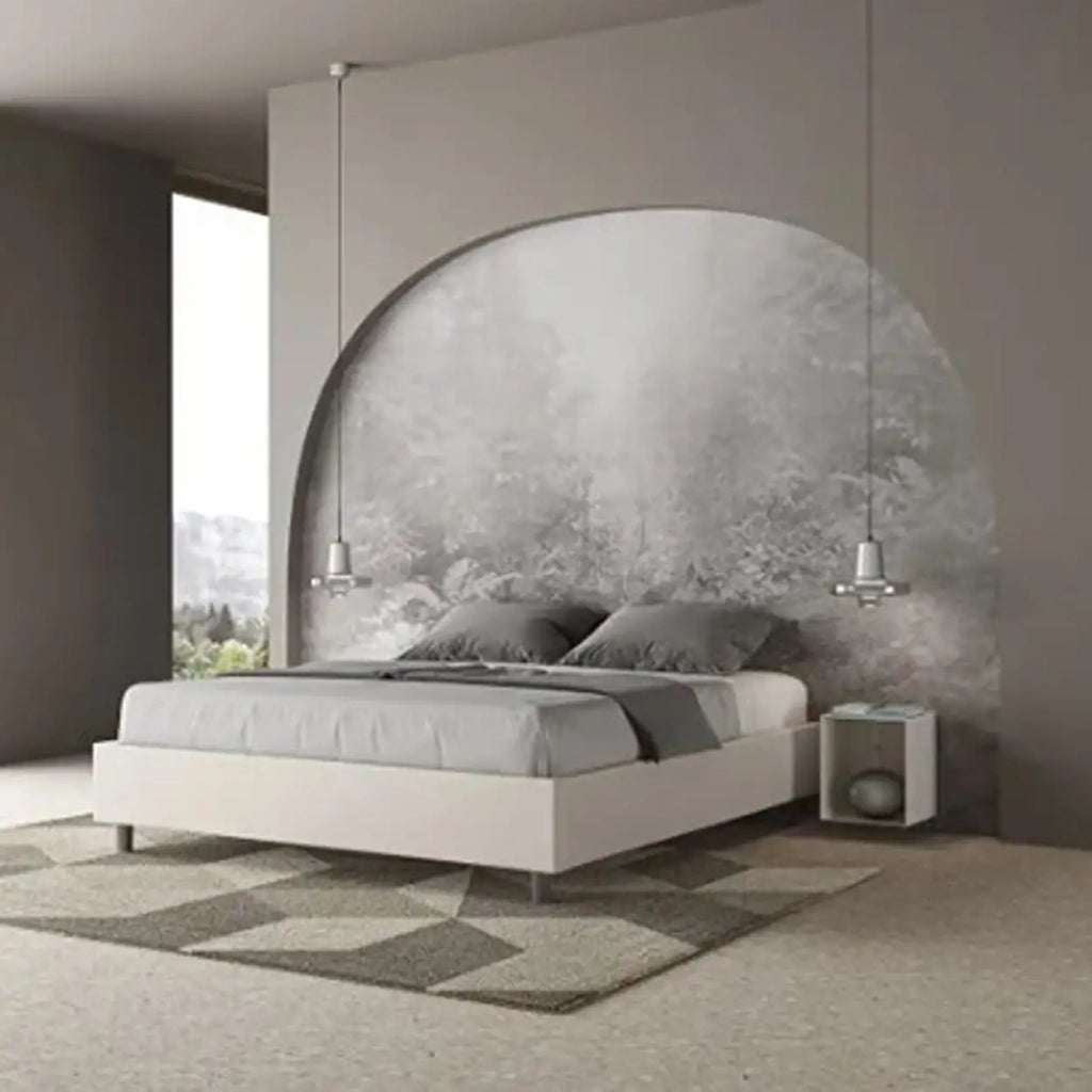 Letto matrimoniale con rete imbottito 160x190 similpelle bianco Azelia