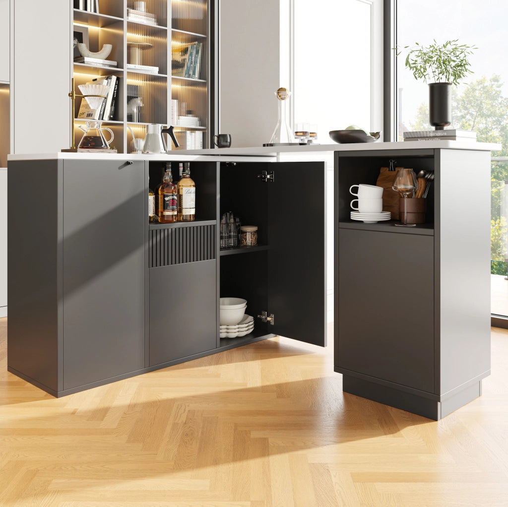 Banco bar girevole 210x30x100.9 cm con design rotante; MDF; nero