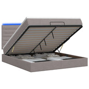 Letto Ottomano con Materasso e LED Tortora 140 x 190 cm Tessuto 3457990