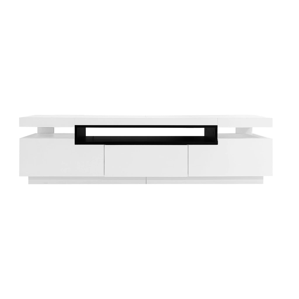 Mobile TV Lucido ¨C MINIMAL ¨C Bianco, LED 16 Colori, 3 Cassetti, 160x39x42 cm